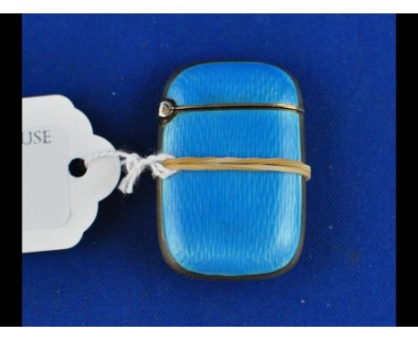 A silver and blue enamel vesta case, bears a David Andersen mark 