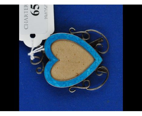 A silver and blue enamel heart shaped photograph frame, Birmingham 1898, 5.5 cm high
