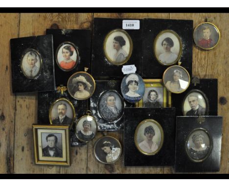 Assorted 19th and 20th century portrait miniatures and tinted photographs (qty)