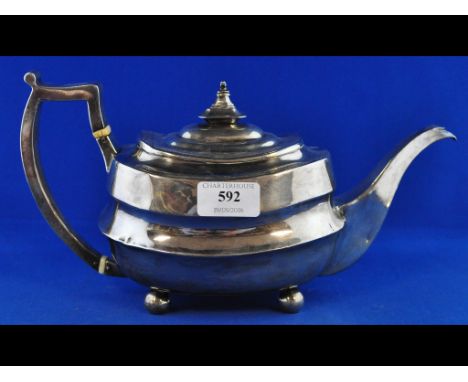 A George III silver teapot, of rounded rectangular form, London 1807, approx. 17.7 ozt, 15 cm high Condition report Report by