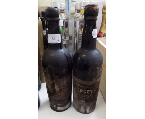 Two bottles of Croft's vintage port 1955
Specialist delivery of wine can be arranged with Benelux 01823 660 645 benelux@talk2