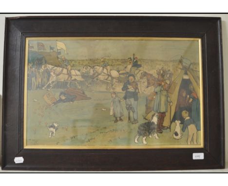 A Cecil Aldin coloured print, the carriage race