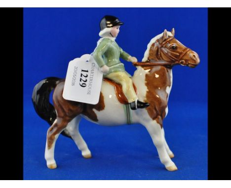 A Beswick Girl on Pony, skewbald, 1499, gloss