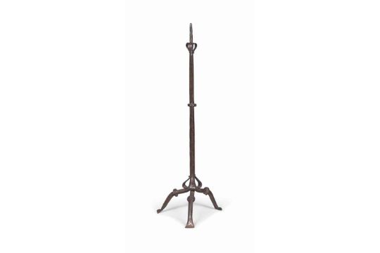 A French Floor Standing Wrought Iron Candlestick Probably 16th