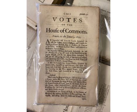 Votes of the House of Commons 1695 &amp; 1787-94-95. Votes on a variety of subjects were published the following day.&nbsp;In