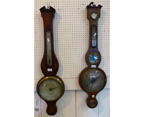 An inlaid mahogany mercury barometer together with a rosewood mercury barometer (2)