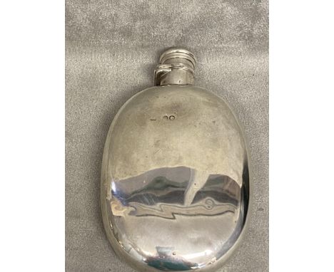 Victorian Sterling silver circular hip flask by Thomas Johnson London 1868 