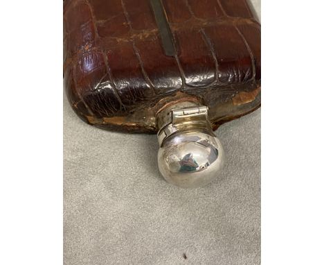 Silver and leather hip flask by Frederick C Aman and Co 1917, Sheffield 