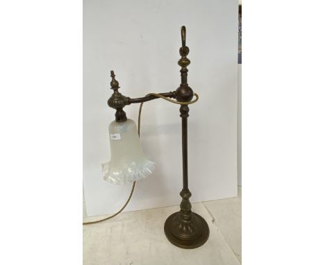 Brass desk lamp and glass shade 