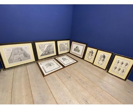 A quantity of framed and glazed prints of architectural and classical themes 