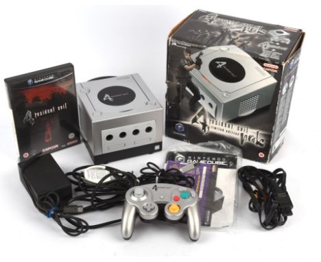 Nintendo GameCube Resident Evil 4 Platinum Console, with Resident Evil 4 game and unopened Bonus Disc Item is complete, boxed