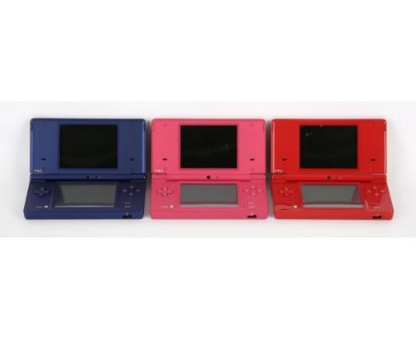 Nintendo DSi Console Bundle Includes: Metallic Blue, Pink and Gloss Red Items are untested and in good condition 