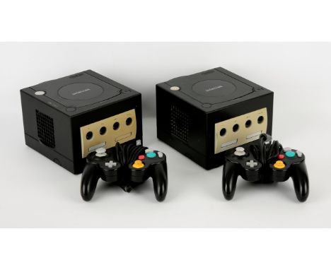 Nintendo GameCube Console bundle Includes: Black Console (DOL-001-EUR) (x2) and Black Controllers (x2) (DOL-003), power suppl