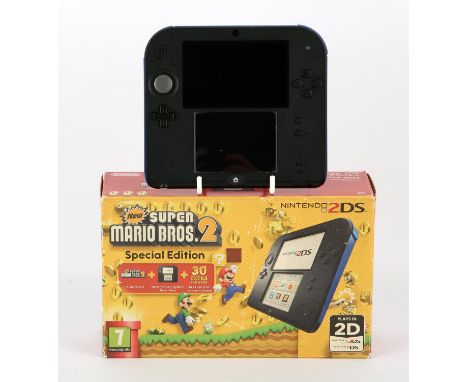 Faulty Nintendo 2DS Boxed Black/Blue console - New Super Mario Bros. 2 Special Edition This console has a faulty left (L) bum