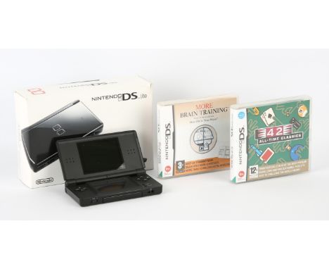 Nintendo DS Lite Console [Black] (PAL) and 2 games Games include: 42 All-Time Classics and More Brain Training Console is com