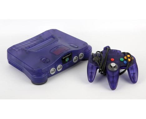 Nintendo 64 (N64) [Funtastic Grape] loose console with original European power supply, RF out cable and 1 official controller