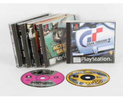 PlayStation 1 (PS1) variety bundle (PAL) Includes: Action Bass, Speedball 2100 (no disc), Gran Turismo (no manual), Gran Turi