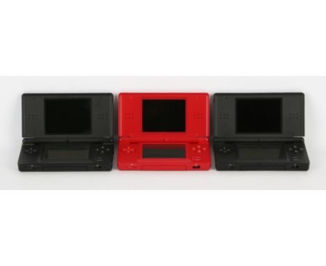Nintendo DS Lite Console bundle with UK Power Supply (x3) Includes: Black (x2) and Red Consoles are in used condition, are un