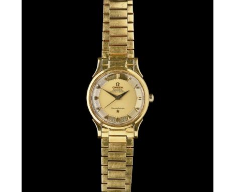 OMEGA - A gentleman's 18ct gold cased wrist watch  Constellation, automatic movement, gilt dial, sweep second hand, polished 