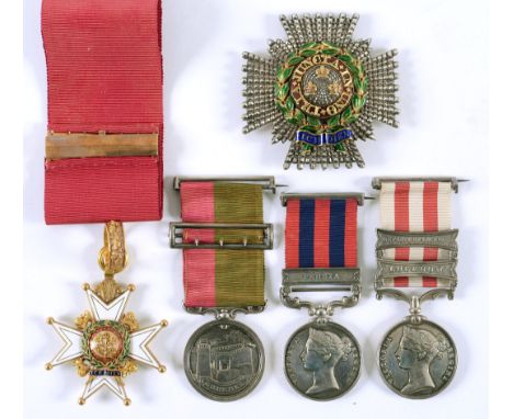 THE MEDALS OF LT GENERAL Sir W H STISTED KCB. A Knight Commander of the Bath neck badge with 18ct and Sheffield 1858 hall mar