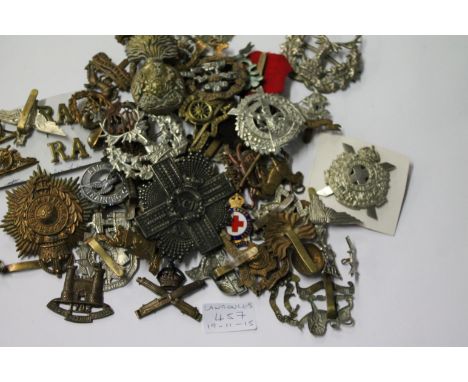 MILITARY CAP BADGES. British Army Cap Badges including Royal Scots, Royal Marines, Beds & Herts, Royal Fusiliers, West Riding