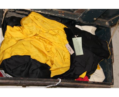 EARLY 20thC INDIAN ARMY SPORTSWEAR etc. A black officers tin containing sporting vests for Regimental Polo, amongst other ite