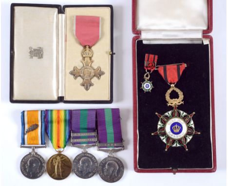 THE MEDALS OF CAPTAIN D G BOURN OBE RFC/RAF etc. A cased (Civil) issue Order of the British Empire in its fitted case. Britis