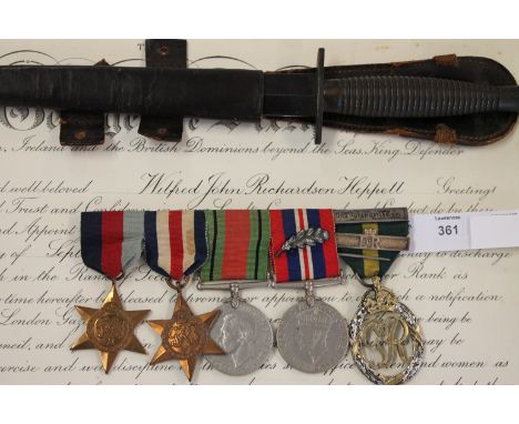 THE MEDALS OF Mjr W J R HEPPELL RE & No 4 COMMANDO. A 1939/45 also France & Germany Stars, Defence Medal & War Medal with Oak