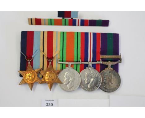 THE MEDALS OF Wg COMMANDER H E Campbell-Orde RAF. The five mounted for wear are 1939/45 & Africa Stars, Defence and War Medal