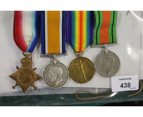 A NORFOLK REGT GT WAR TRIO & DEFENCE MEDAL. A 1914/15 Star, British War & VIctory medals named to 14495 Pte B S Hopkins Norf 