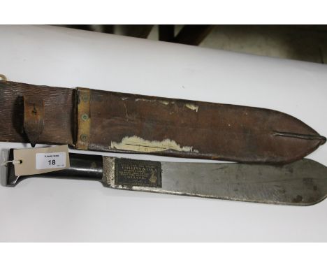 A WW11 MACHETE BY COLLINS & Co. An American machete with an original makers label affixed. Legitimus under makers mark, Colli