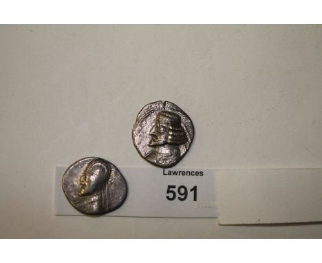 HISTORICAL DRACHMAS OF ORODES 1 & 11. Two Parthian Drachmas of Orodes 1 80-77BC and Orodes 11 57-38BC It was the latter who d