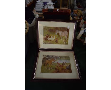 A Pair of Framed Prints Depicting Poultry Together Box of Books Including Beautiful and Broader Britain and a 3D Framed Print