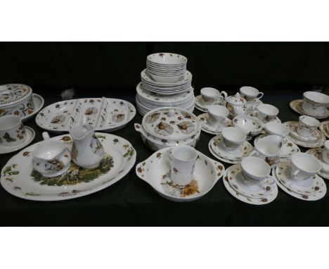 A Large Collection of Sherfield Pheasant Pattern Tea and Dinnerwares to Include Eight Trios, Teapot, Sugar and Cream, Lidded 