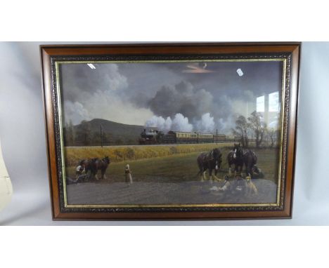 A Framed Railway Print, 75cm Wide 