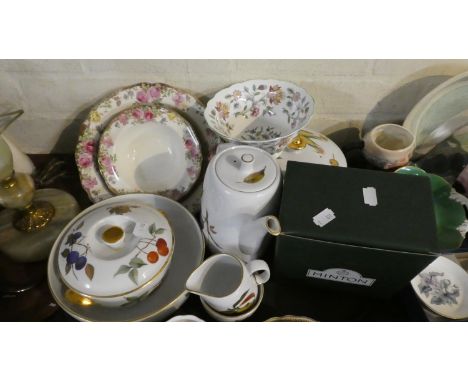 A Tray of Ceramics to Include Royal Worcester Evesham, Minton Haddon Hall, Floral Fruit Set 