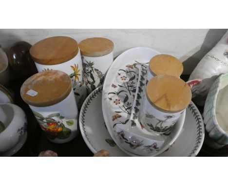 A Tray Containing Portmeirion Pomona and Botanic Garden Items to Include Bowls, Ladle, Storage Jars 