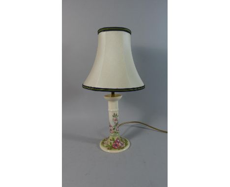 A Moorcroft Table Lamp and Shade Decorated with Blossom, Max Height Overall 44cm 