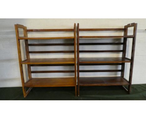 A Pair of Three Shelf Folding Displays, Each 71cm Wide 