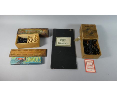 A Collection of Two Sets of Chess and Dominoes and a Cribbage Board. 