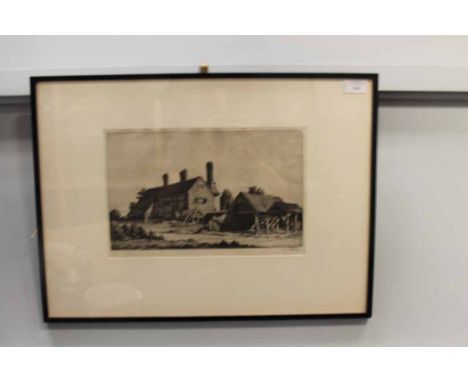 IAN STRANG, BROADHURST MANORetching, signed, titled verso20cm x 32.5cm Mounted, framed and under glass (2)