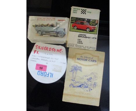 A mixed lot to include a Silverstone 8mm film, first appearance of the Van Wall, together with cigarette cards and other item