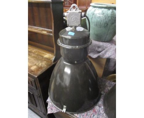 A vintage industrial grey enamelled light fitting Type 7010 28"h 
