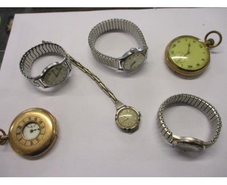 Two gold plated pocket watches and four wrist watches 
