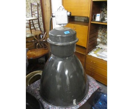 A vintage industrial grey enamelled light fitting Type 7010 28"h 