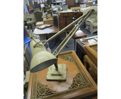 A white painted Herbert Terry anglepoise lamp, on a stepped base, model number 1227, designed circa 1938, need re-wiring 