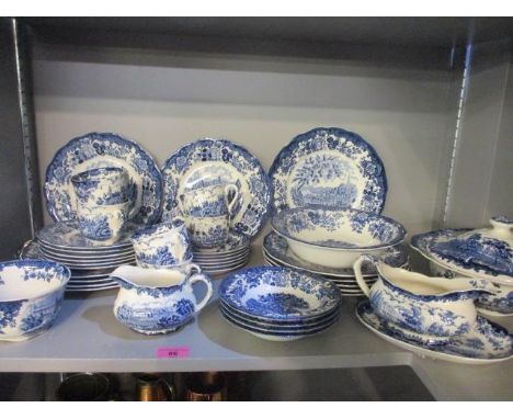 A mixed collection of blue and white dinner service items to include Royal Worcester and Palissy 