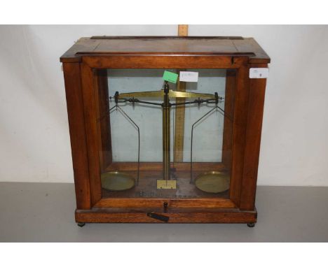 Chemist's precision beam scales in glazed case marked for Griffin &amp; Sons