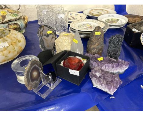 Mixed Lot: Various polished mineral samples and other items