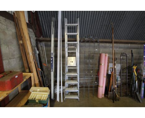 A light weight set of aluminium folding steps and an aluminium extending ladder
